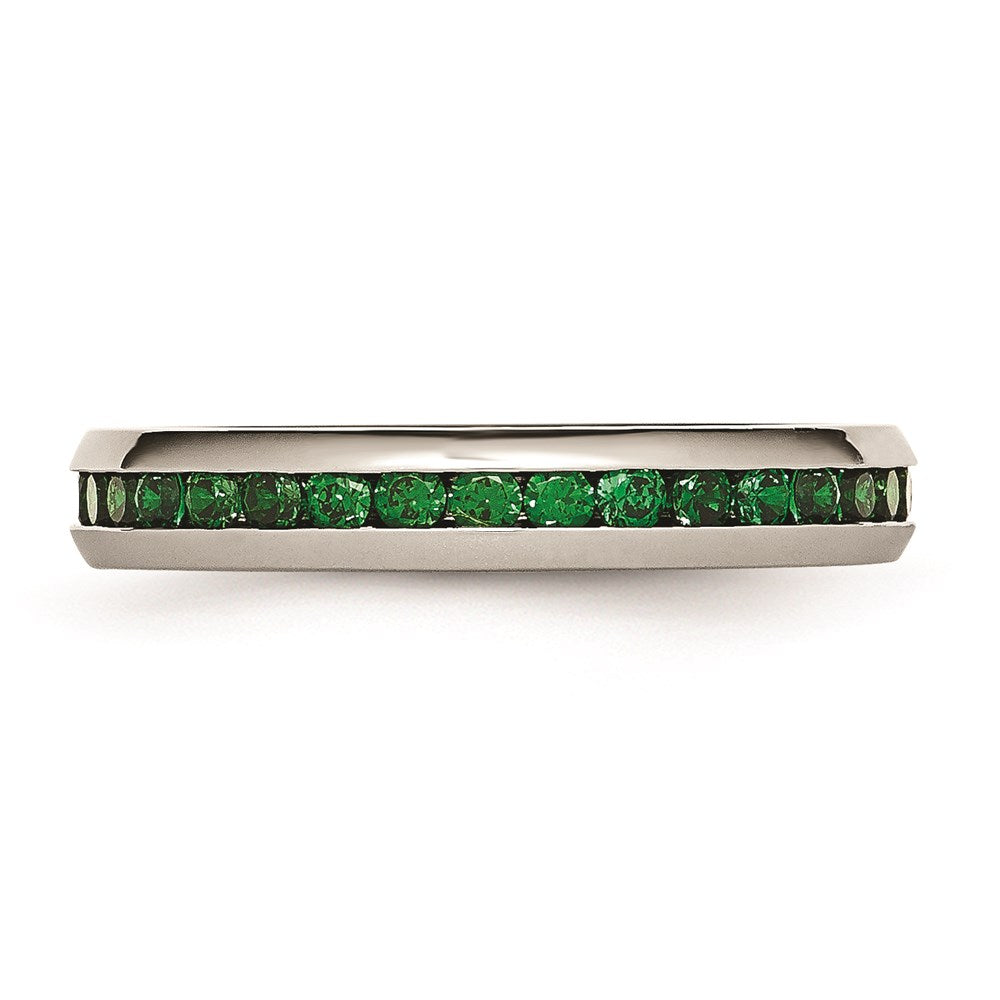 Women's Fashion Jewelry, Chisel Brand Stainless Steel 4mm May Green CZ Ring