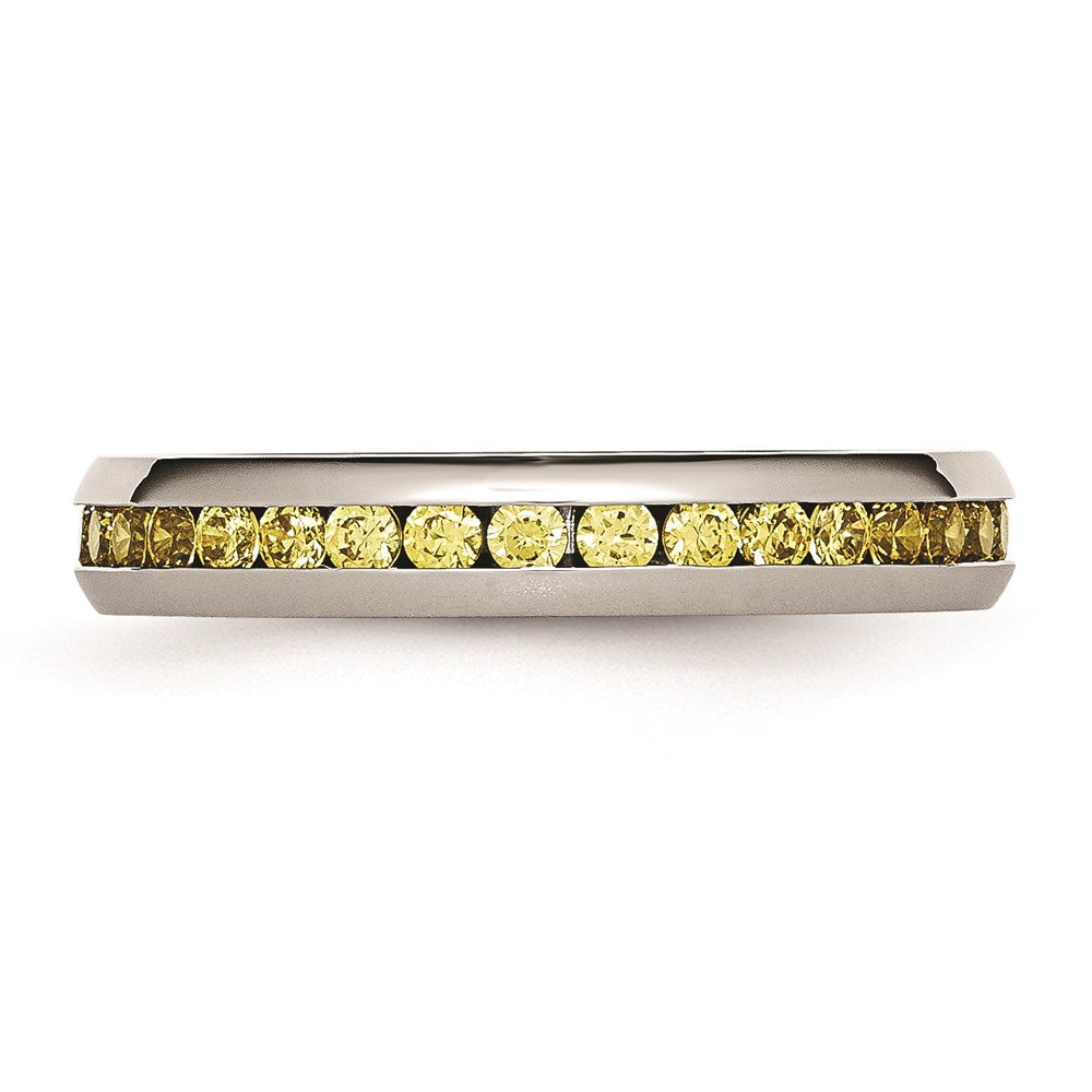 Women's Fashion Jewelry, Chisel Brand Stainless Steel 4mm November Yellow CZ Ring