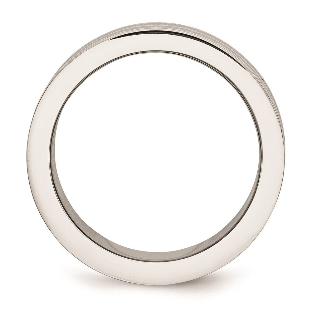 Unisex Fashion Jewelry, Chisel Brand Stainless Steel 8mm Double Row Beaded Polished Ring Band