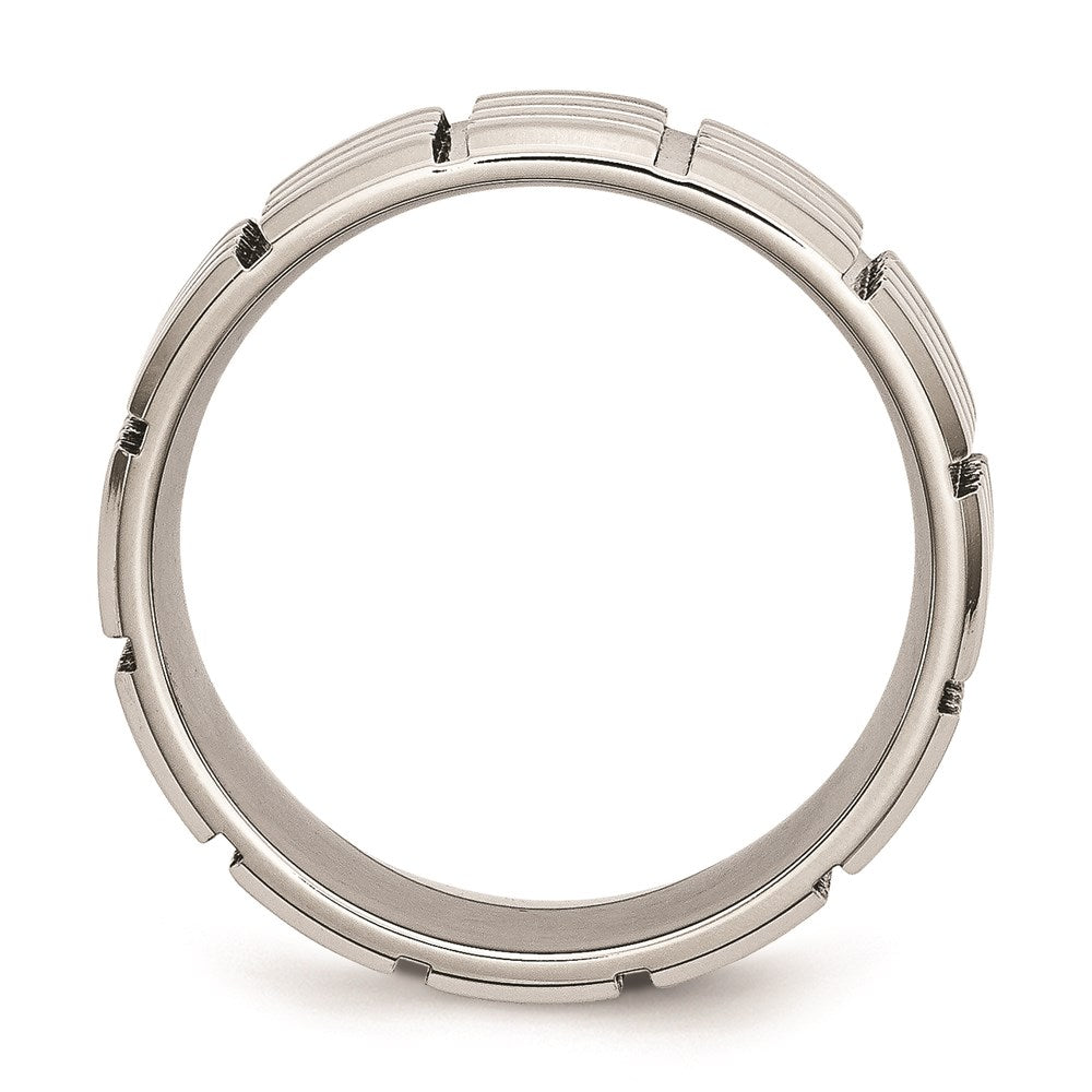 Unisex Fashion Jewelry, Chisel Brand Stainless Steel 8mm Grooved Polished Ring Band