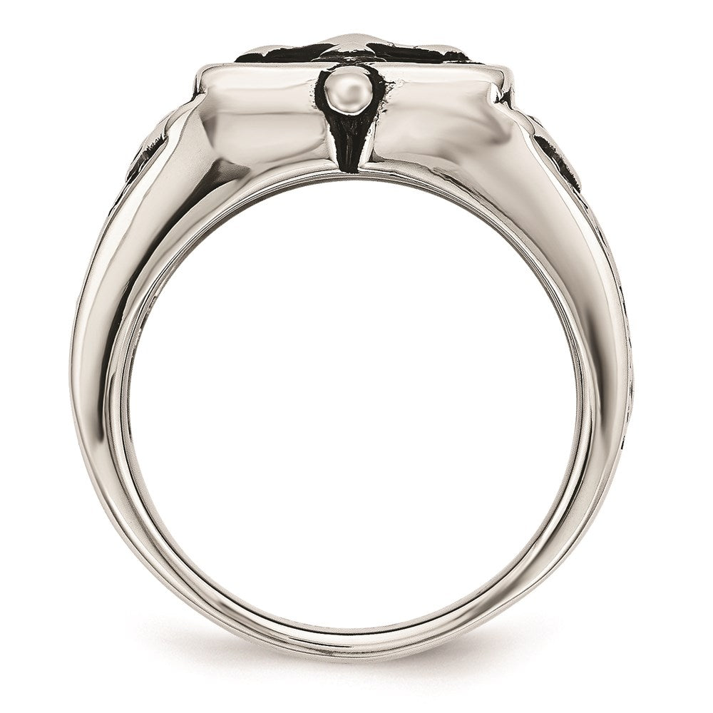 Men's Fashion Jewelry, Chisel Brand Stainless Steel Antiqued Cross Ring
