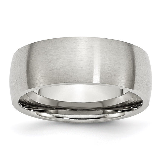 Unisex Fashion Jewelry, Chisel Brand Stainless Steel 8mm Brushed Ring Band