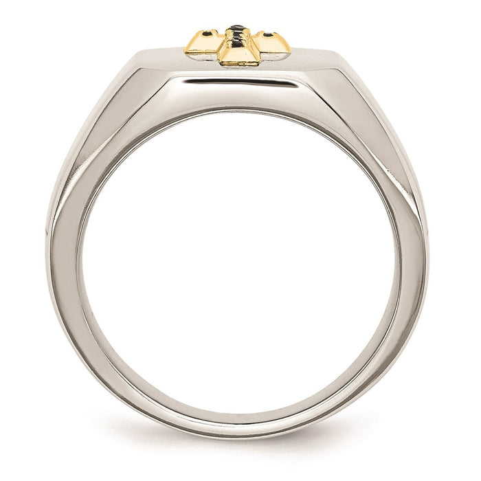 Men's Fashion Jewelry, Chisel Brand Stainless Steel 14k w/ Sapphire Cross Ring