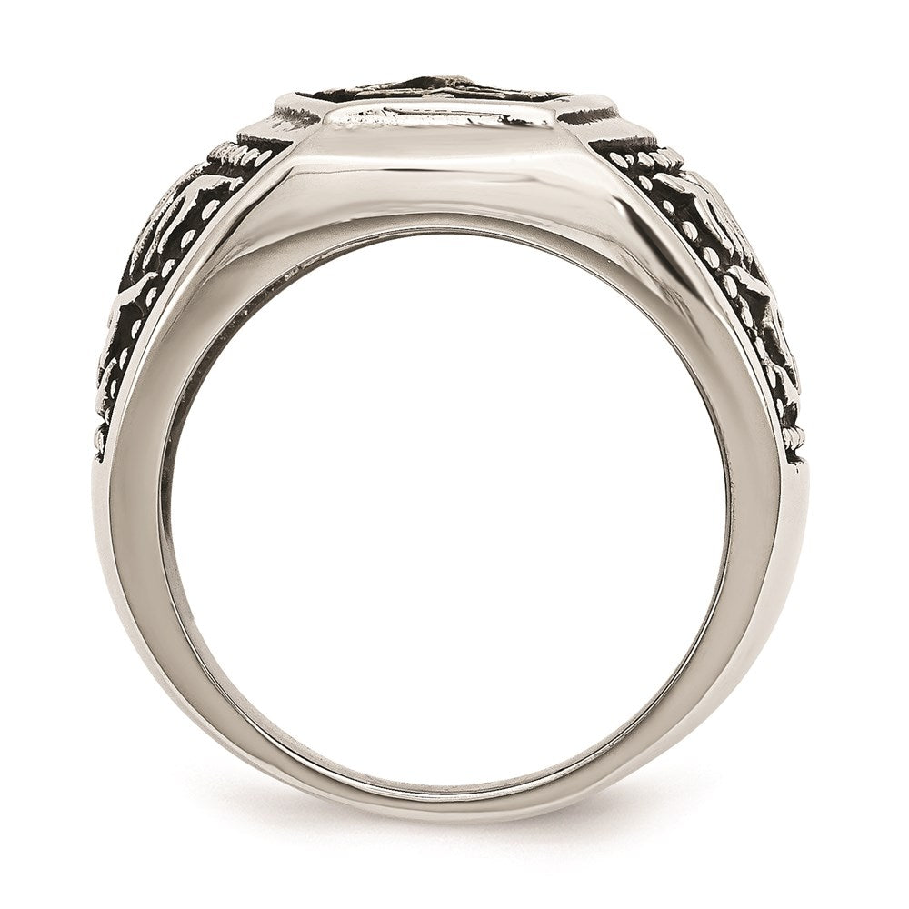 Men's Fashion Jewelry, Chisel Brand Stainless Steel Antiqued & Yellow IP-plated Cross Ring