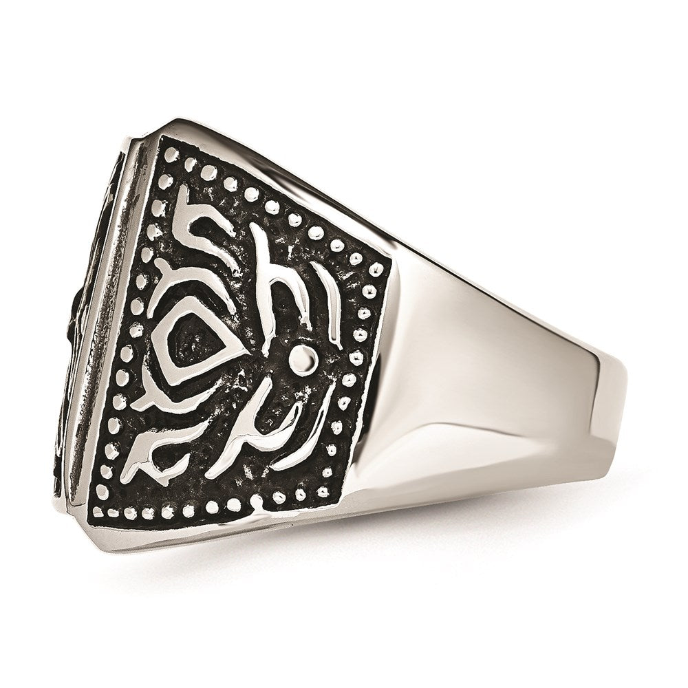 Men's Fashion Jewelry, Chisel Brand Stainless Steel Antiqued & Yellow IP-plated Cross Ring