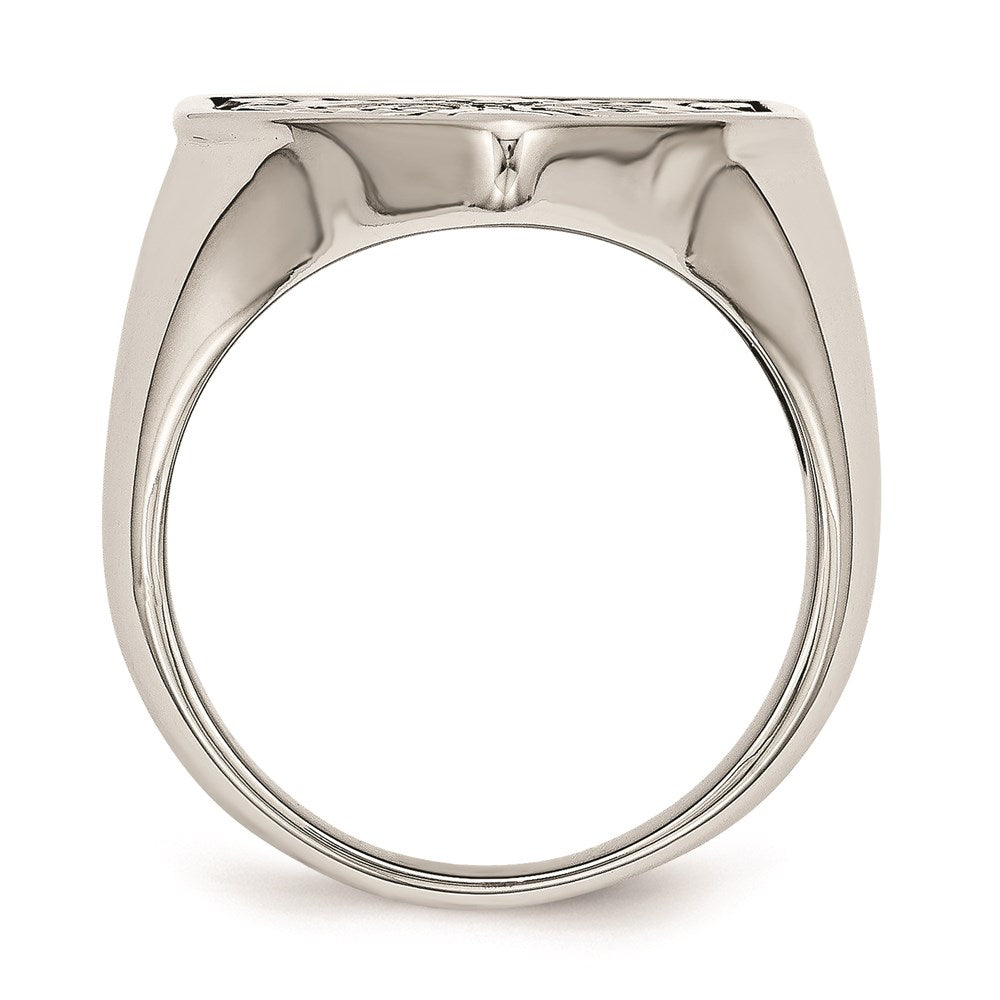 Men's Fashion Jewelry, Chisel Brand Stainless Steel Cross w/Black Diamond Antiqued Shield Ring