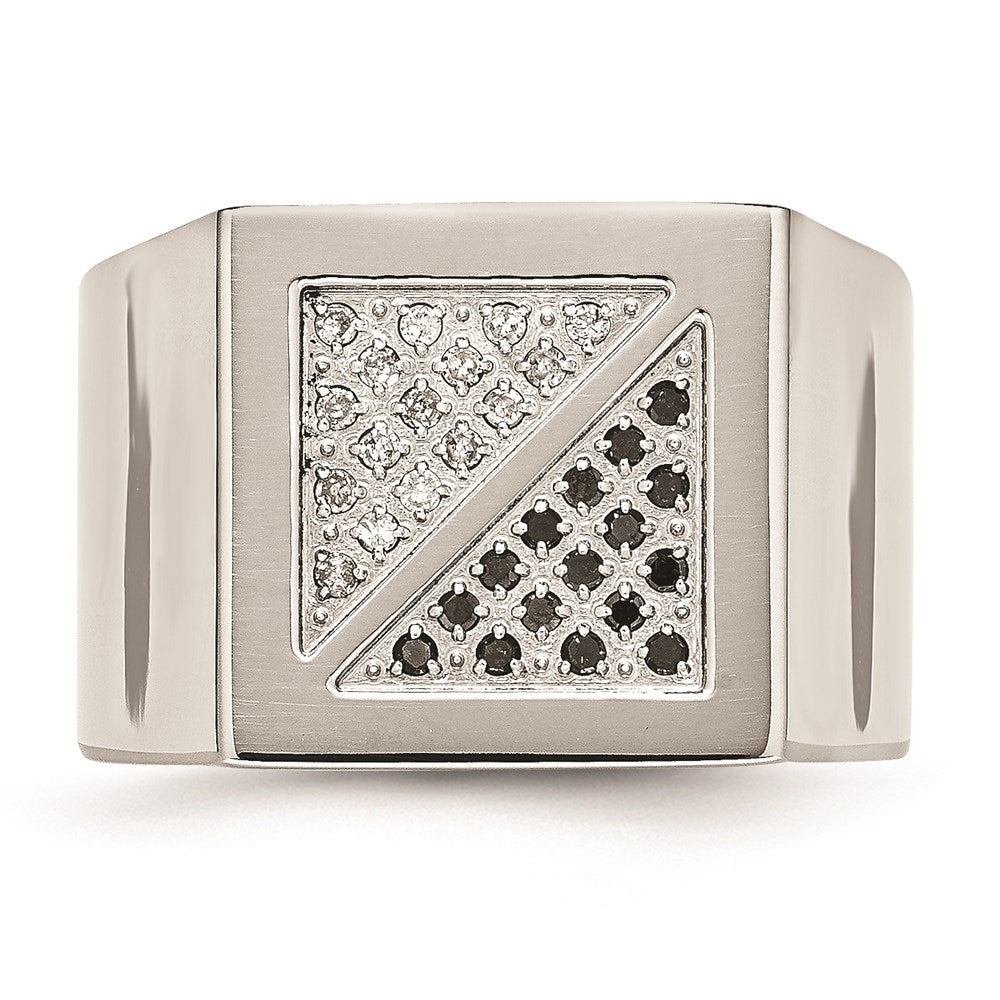 Men's Fashion Jewelry, Chisel Brand Stainless Steel Black & White Diamond Ring