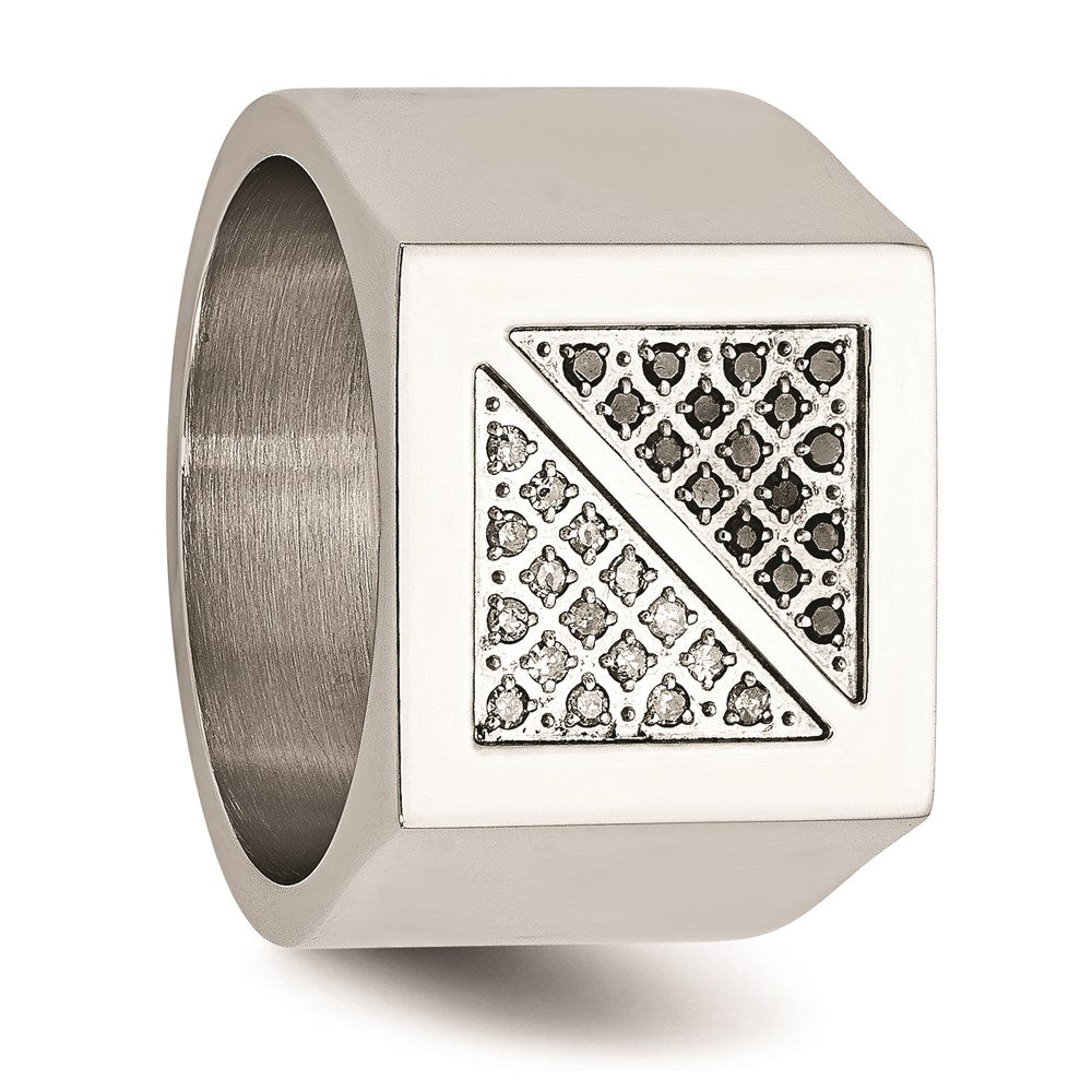 Men's Fashion Jewelry, Chisel Brand Stainless Steel Black & White Diamond Ring