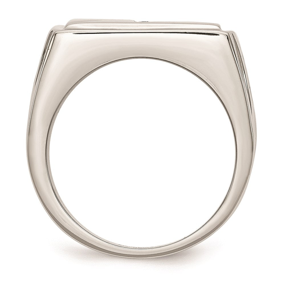 Men's Fashion Jewelry, Chisel Brand Stainless Steel Diamond Cross w/Textured Sides Ring