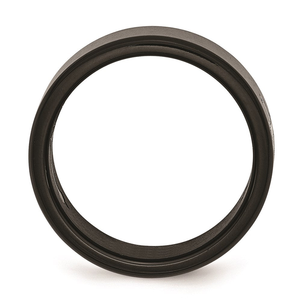 Unisex Fashion Jewelry, Chisel Brand Stainless Steel Brushed Black IP-plated with Cross 9mm Ring Band