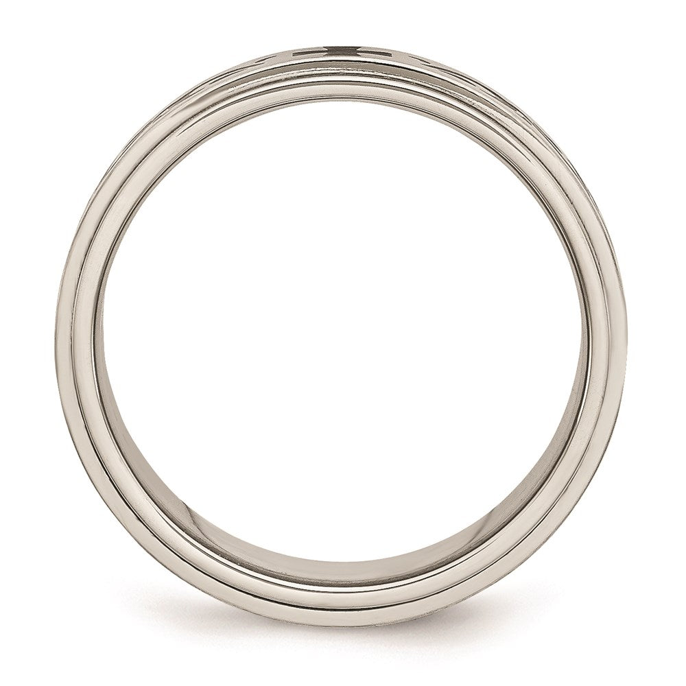Unisex Fashion Jewelry, Chisel Brand Stainless Steel Enamel Swirl Design 8mm Brushed/Polished Ring Band