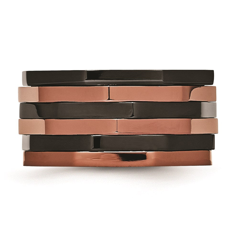 Unisex Fashion Jewelry, Chisel Brand Stainless Steel Black & Brown IP-plated Ring