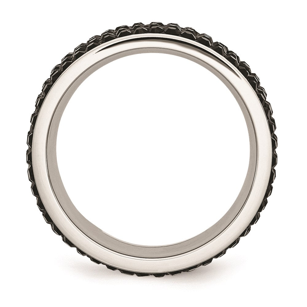 Unisex Fashion Jewelry, Chisel Brand Stainless Steel Black Crystal 9mm Eternity Ring