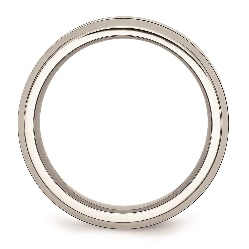 Unisex Fashion Jewelry, Chisel Brand Stainless Steel Base w/Polished Black Ceramic Center Beveled Ring Band
