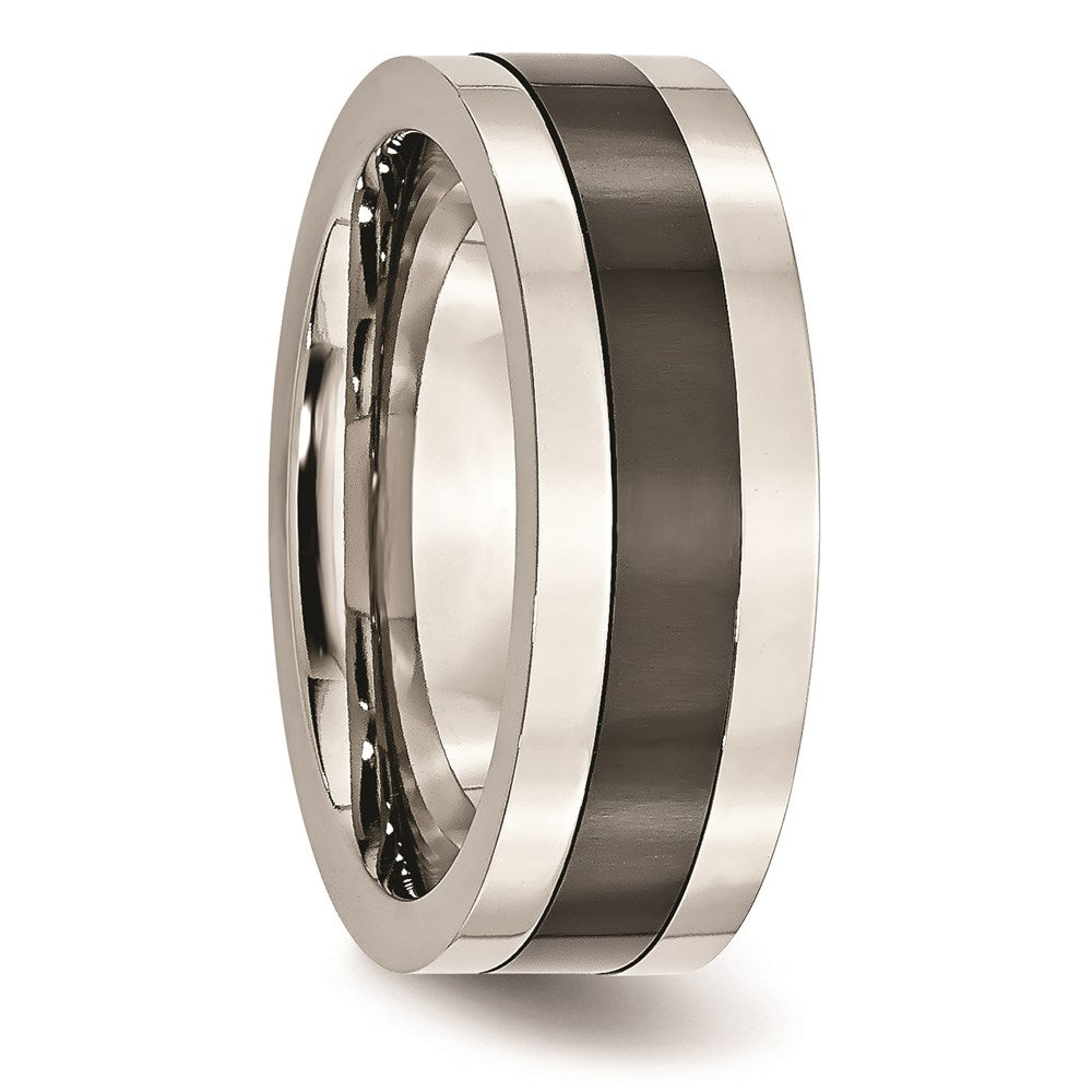 Unisex Fashion Jewelry, Chisel Brand Stainless Steel Base with Polished Black Ceramic Center Ring Band