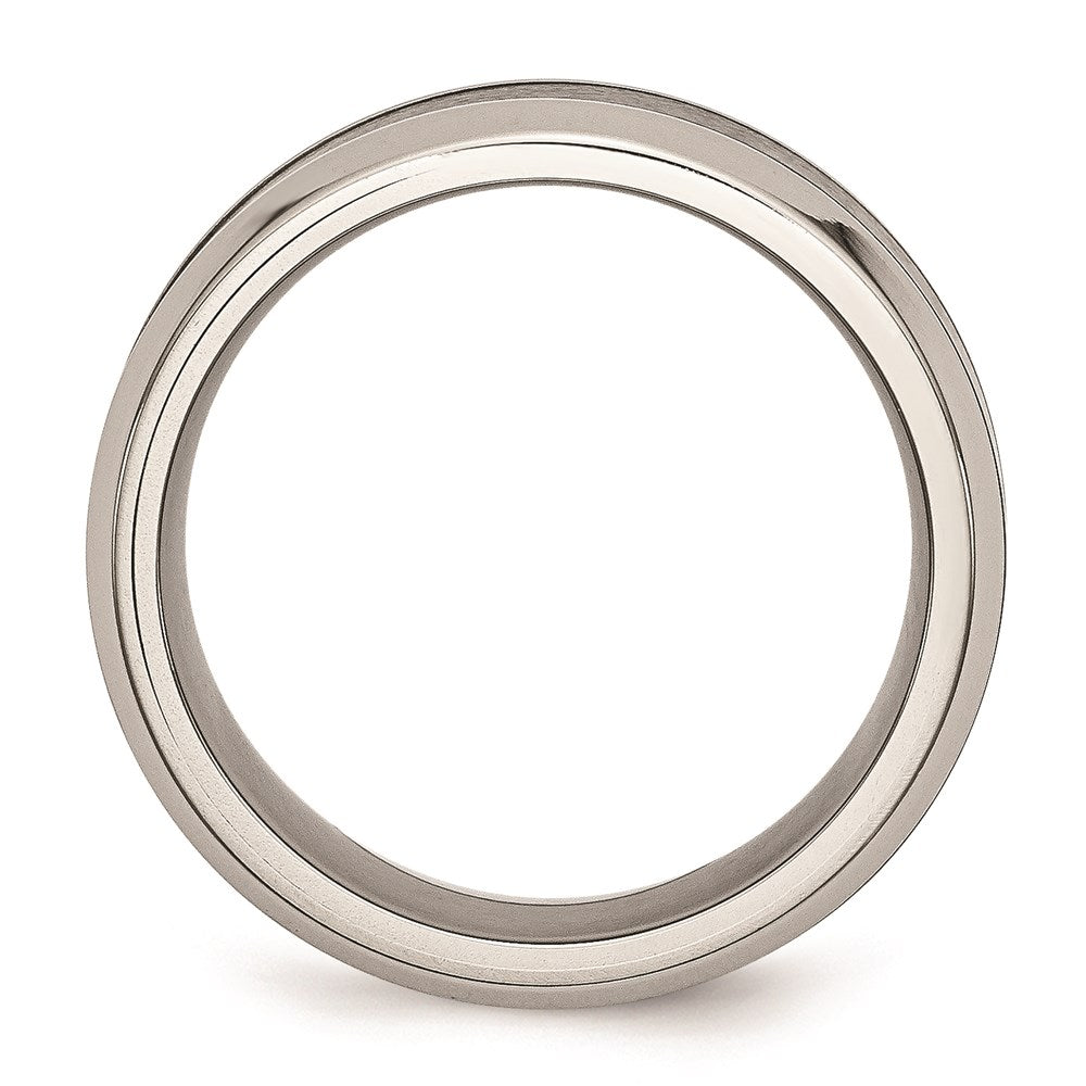 Unisex Fashion Jewelry, Chisel Brand Stainless Steel Base w/Brushed Black Ceramic Center Beveled Ring Band