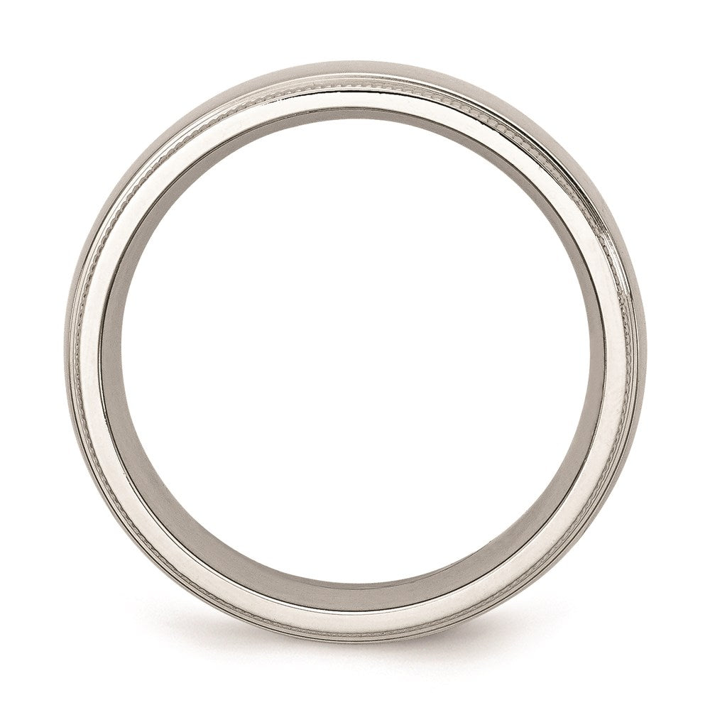 Unisex Fashion Jewelry, Chisel Brand Stainless Steel Grooved and Beaded 8mm Polished Ring Band