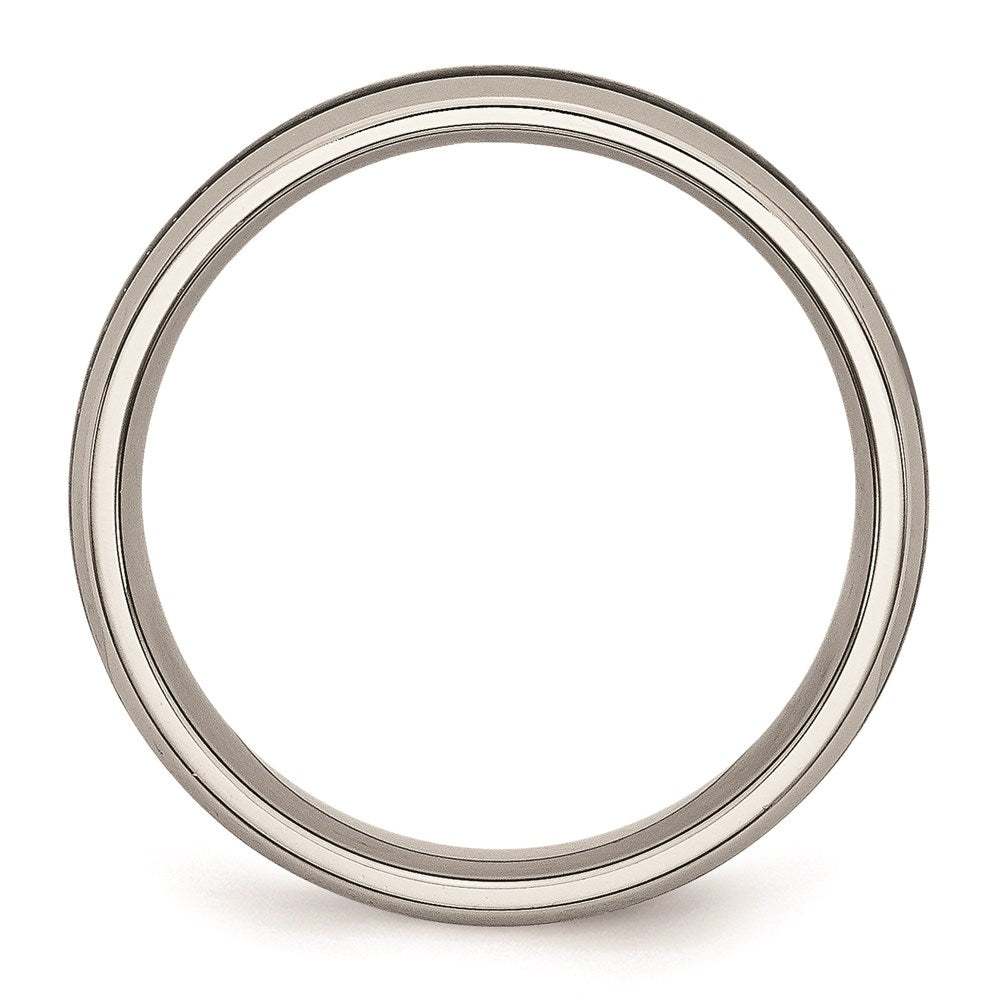 Unisex Fashion Jewelry, Chisel Brand Stainless Steel Polished w/ Black Carbon Fiber Inlay 6mm Ring Band