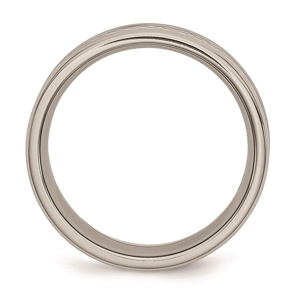 Unisex Fashion Jewelry, Chisel Brand Stainless Steel Polished w/ Grey Carbon Fiber Inlay 8mm Ring Band