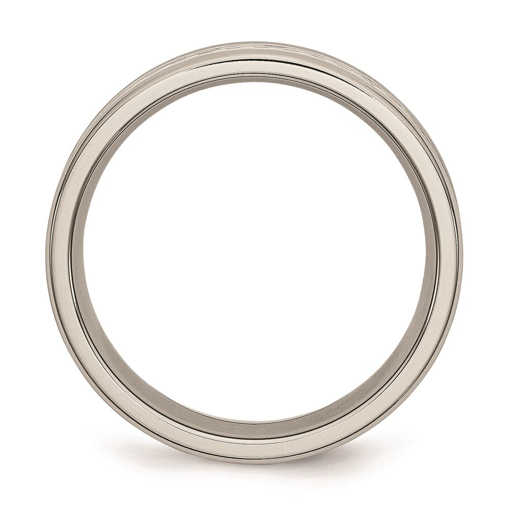Unisex Fashion Jewelry, Chisel Brand Stainless Steel Polished w/ Grey Carbon Fiber Inlay 6mm Ring Band