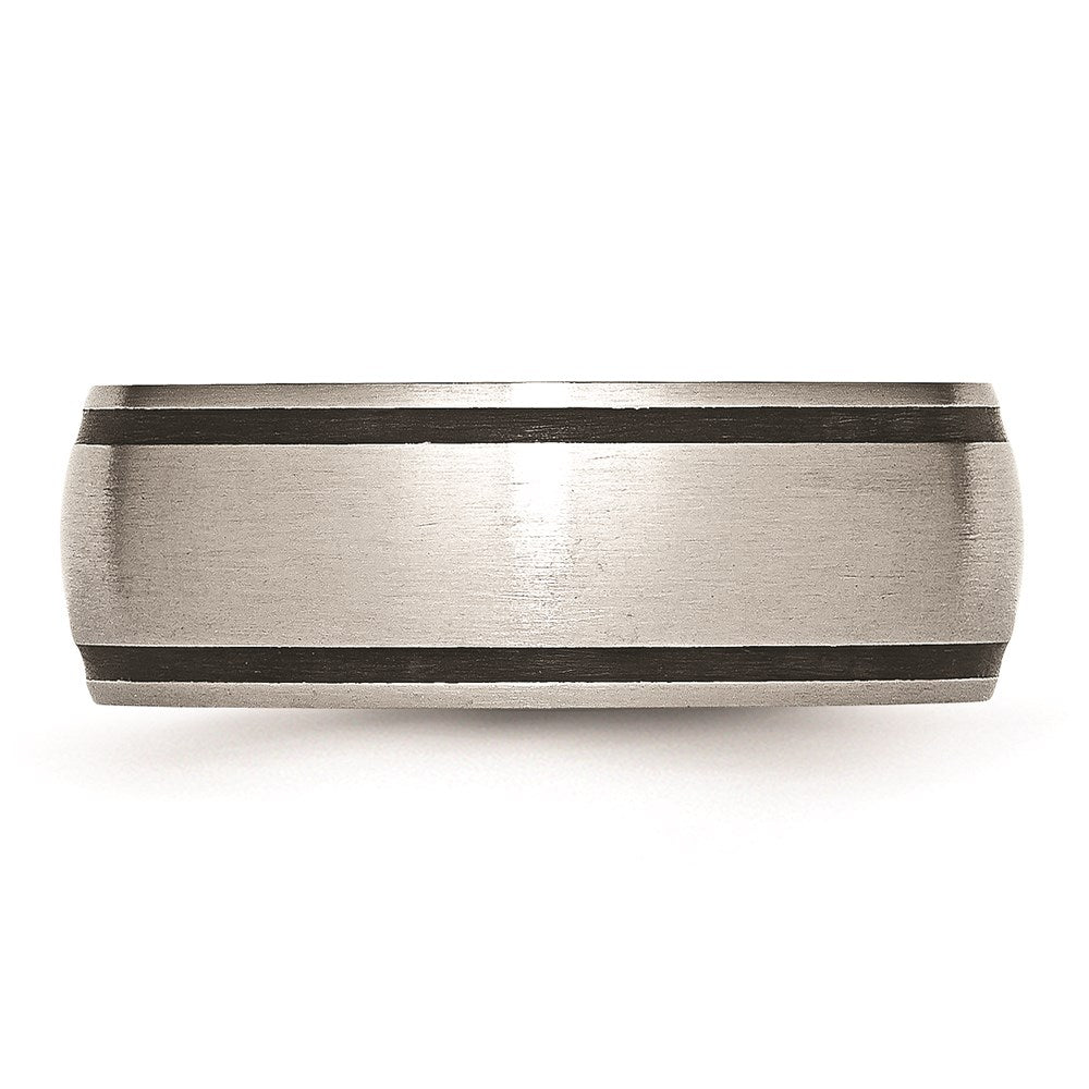 Unisex Fashion Jewelry, Chisel Brand Stainless Steel Black Rubber 8mm Brushed Ring Band