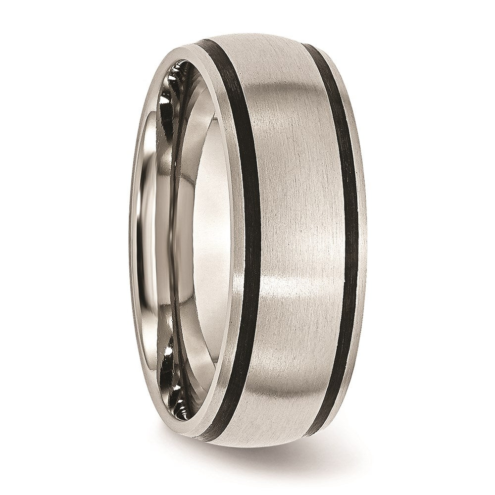 Unisex Fashion Jewelry, Chisel Brand Stainless Steel Black Rubber 8mm Brushed Ring Band