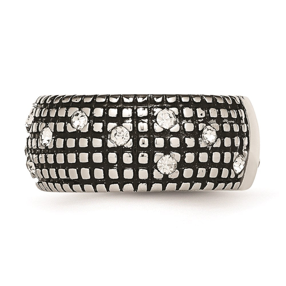 Women's Fashion Jewelry, Chisel Brand Stainless Steel Crystal Antiqued Ring
