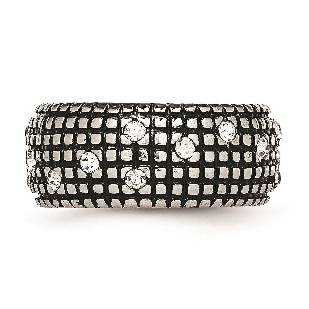Women's Fashion Jewelry, Chisel Brand Stainless Steel Crystal Antiqued Ring