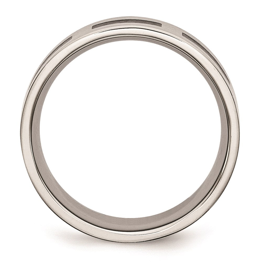 Unisex Fashion Jewelry, Chisel Brand Stainless Steel Black Rubber Flat 8mm Brushed Ring Band