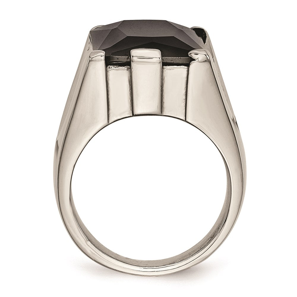 Women's Fashion Jewelry, Chisel Brand Stainless Steel Black CZ Polished Ring
