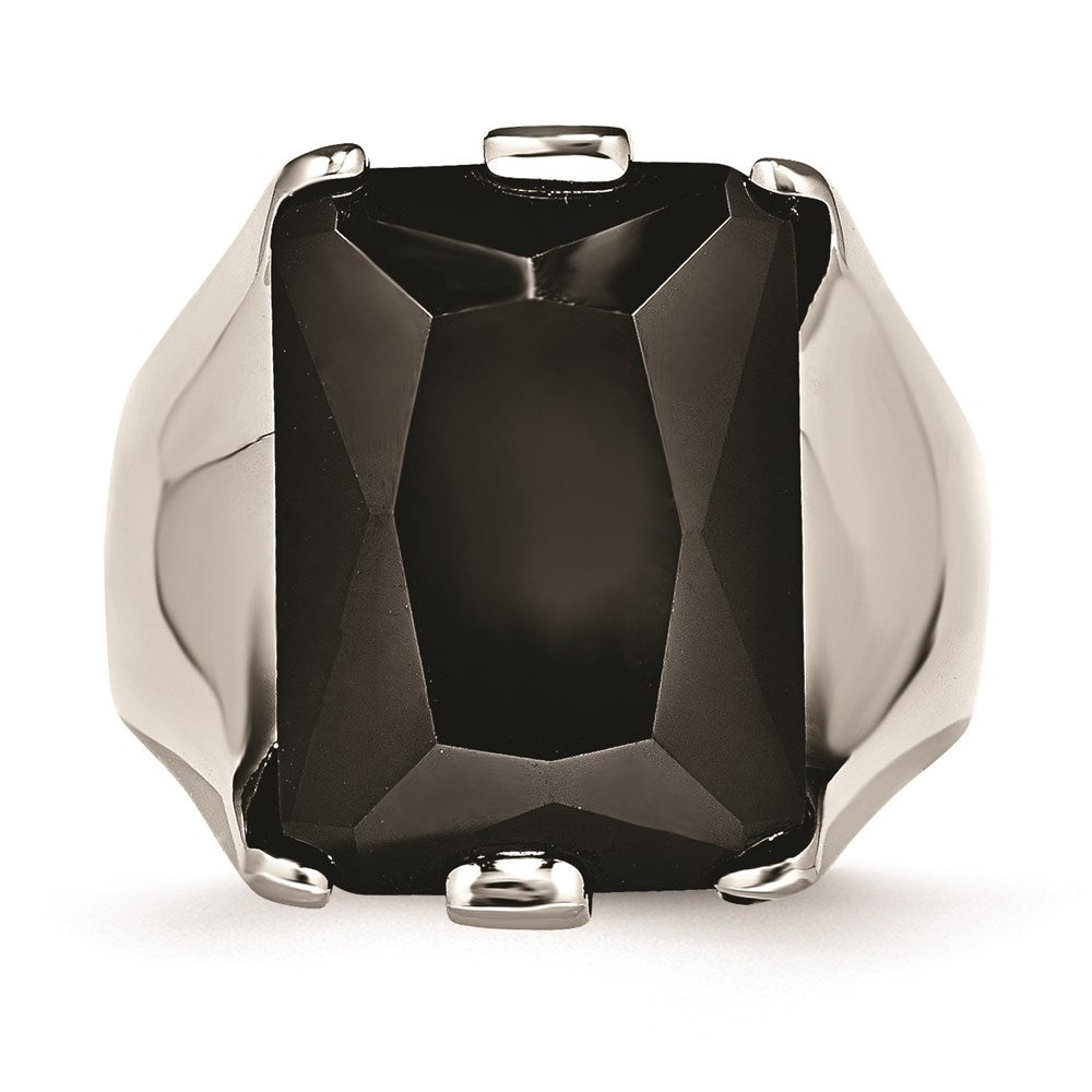 Women's Fashion Jewelry, Chisel Brand Stainless Steel Black CZ Polished Ring
