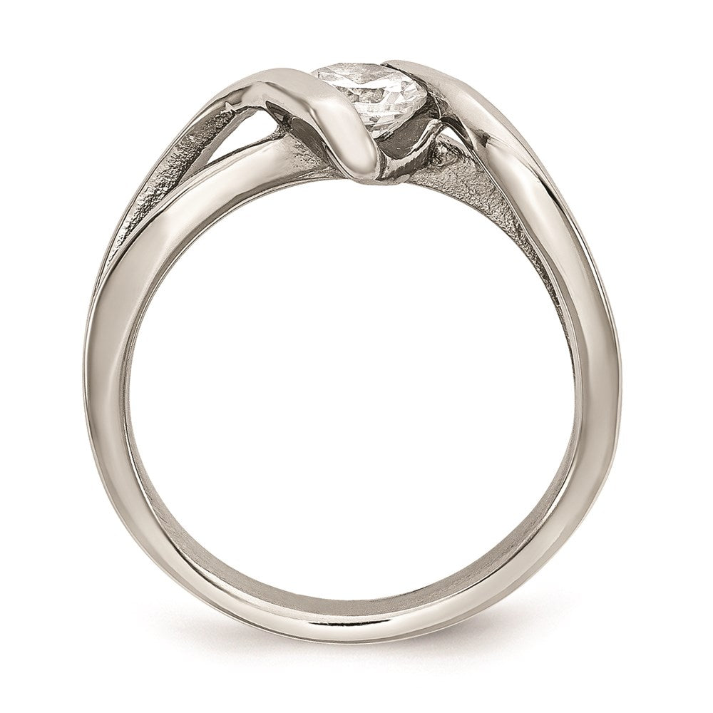 Women's Fashion Jewelry, Chisel Brand Stainless Steel Polished Round CZ Ring