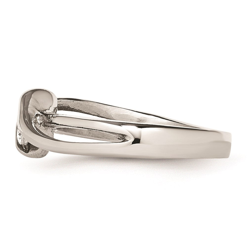 Women's Fashion Jewelry, Chisel Brand Stainless Steel Polished Round CZ Ring