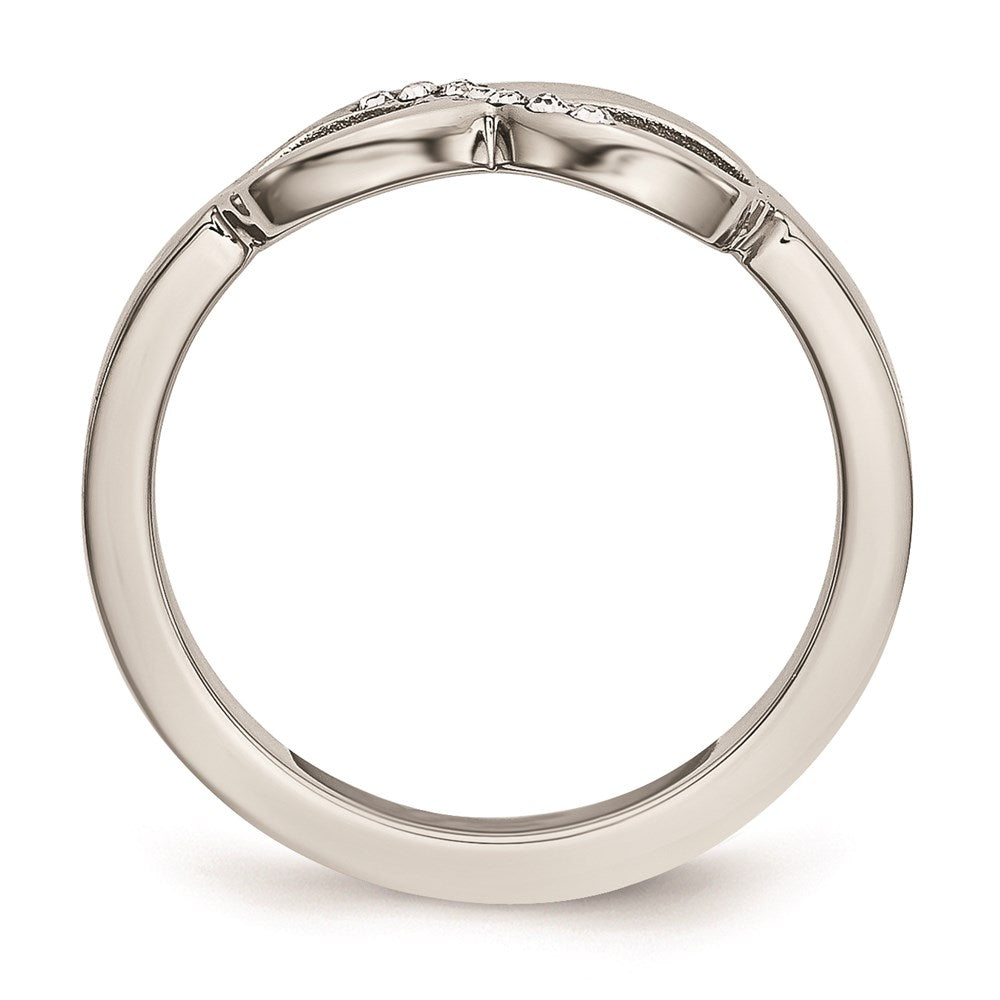 Women's Fashion Jewelry, Chisel Brand Stainless Steel Polished Infinity Symbol CZ Ring