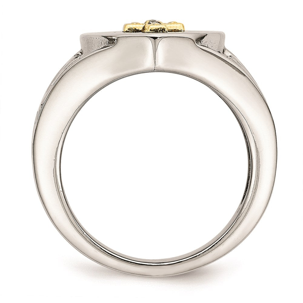 Men's Fashion Jewelry, Chisel Brand Stainless Steel with 10K Gold Cross and Diamond Polished Ring