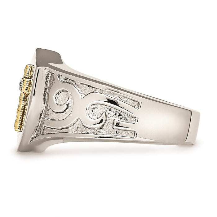 Men's Fashion Jewelry, Chisel Brand Stainless Steel with 10K Gold Cross and Diamond Polished Ring