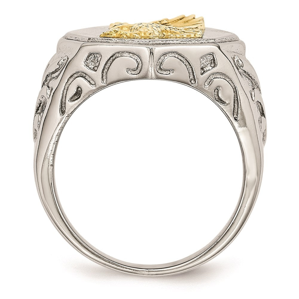 Men's Fashion Jewelry, Chisel Brand Stainless Steel Yellow IP-plated Eagle Polished Ring
