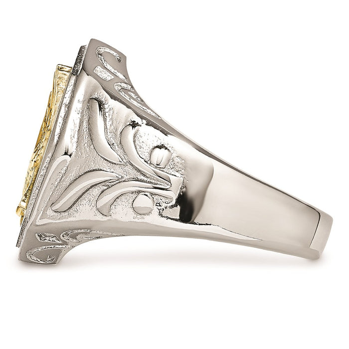 Men's Fashion Jewelry, Chisel Brand Stainless Steel Yellow IP-plated Eagle Polished Ring
