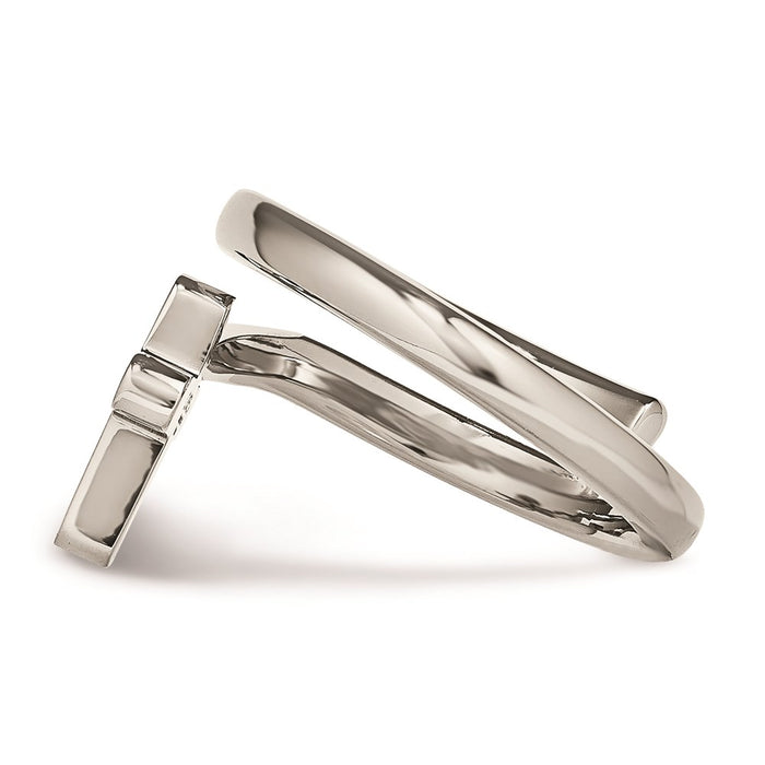 Women's Fashion Jewelry, Chisel Brand Stainless Steel Twisted Cross Polished Ring