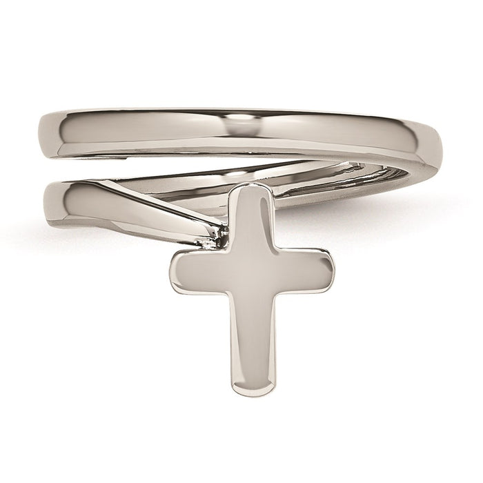 Women's Fashion Jewelry, Chisel Brand Stainless Steel Twisted Cross Polished Ring