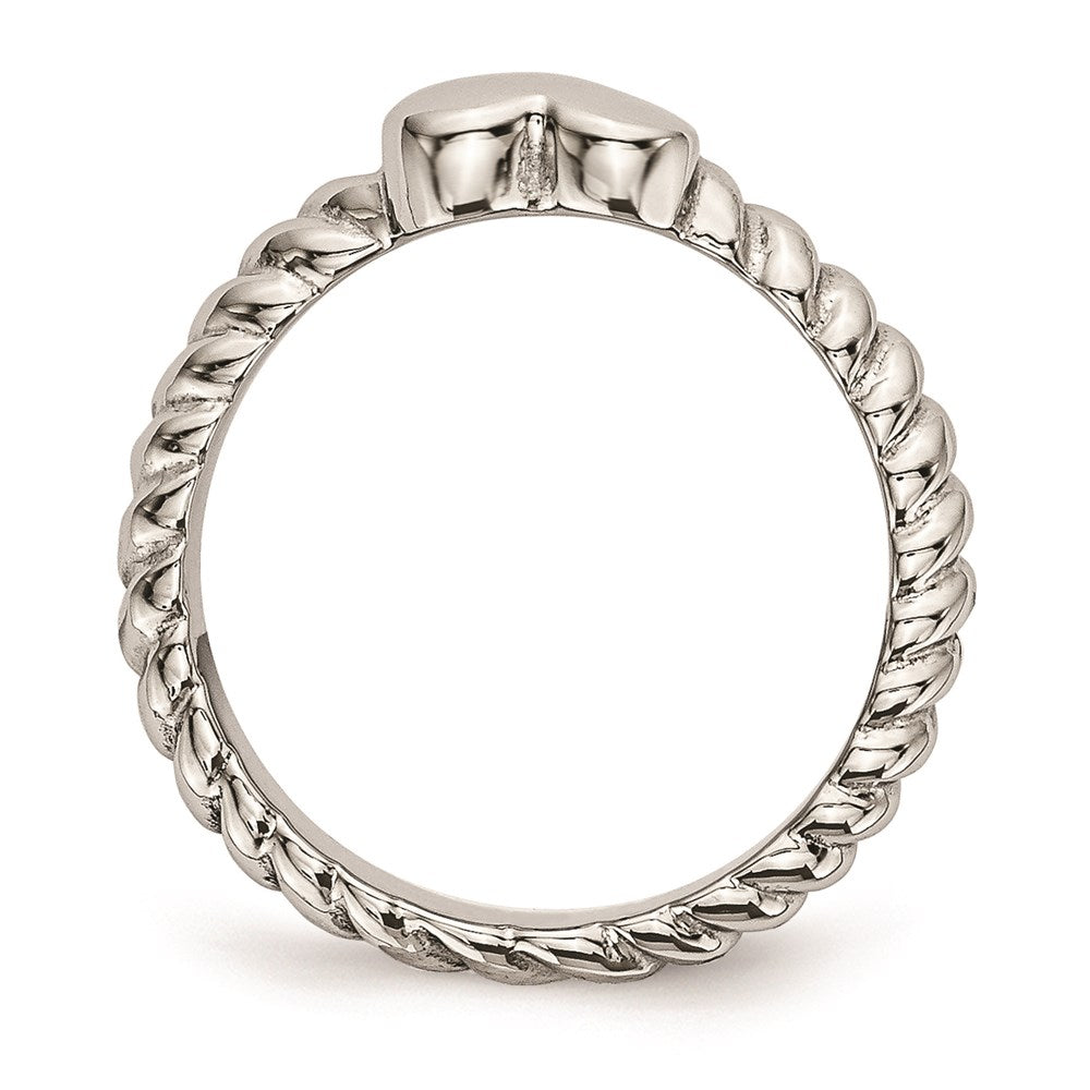 Women's Fashion Jewelry, Chisel Brand Stainless Steel Polished Twisted Heart Ring