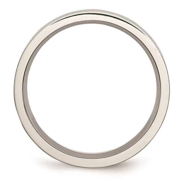 Unisex Fashion Jewelry, Chisel Brand Stainless Steel Grooved 6mm Satin and Polished Ring Band