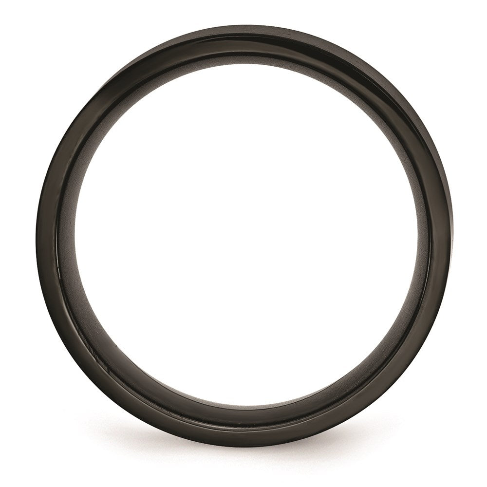 Unisex Fashion Jewelry, Chisel Brand Stainless Steel 8mm Black IP-plated Brushed Flat Ring Band