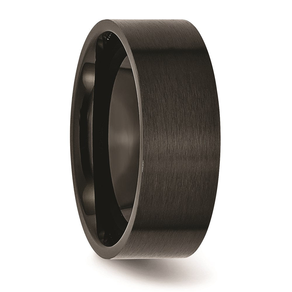 Unisex Fashion Jewelry, Chisel Brand Stainless Steel 8mm Black IP-plated Brushed Flat Ring Band