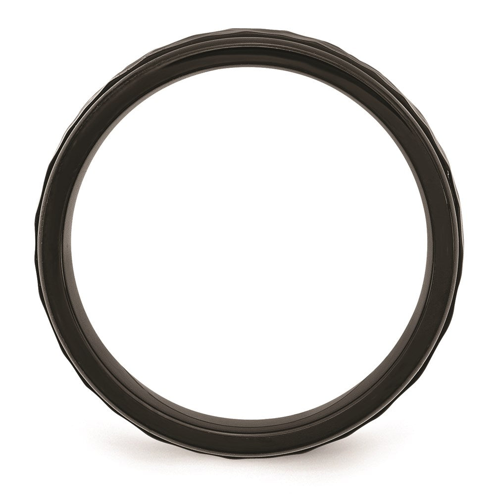 Unisex Fashion Jewelry, Chisel Brand Stainless Steel 7mm Black IP-plated Hammered and Polished Ring Band