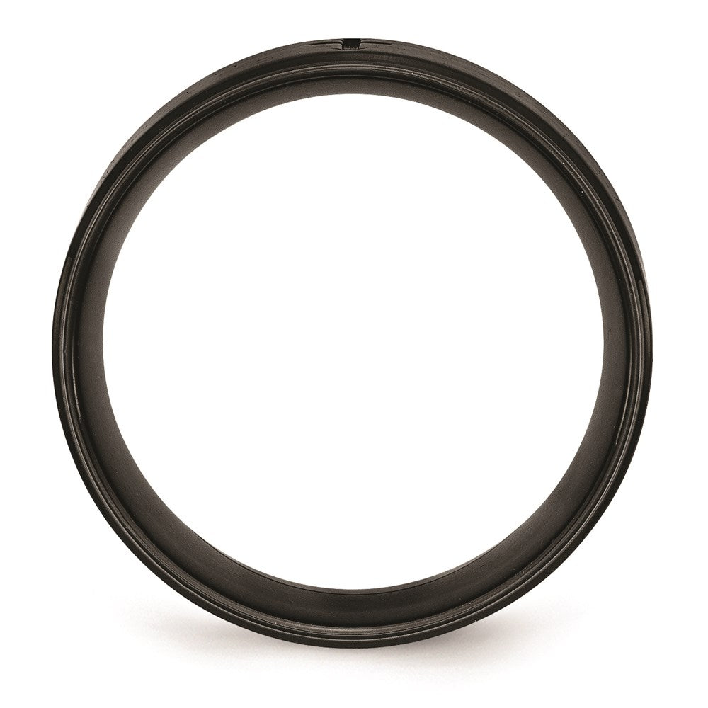 Unisex Fashion Jewelry, Chisel Brand Stainless Steel 8mm Brushed/Polished Cross Cut-Out Black IP-plated Ring Band