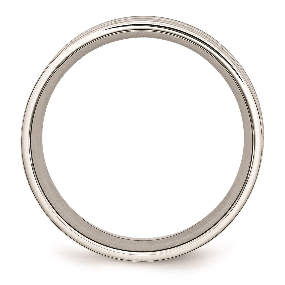 Unisex Fashion Jewelry, Chisel Brand Stainless Steel 8mm Double Row Black Carbon Fiber Inlay Polished Ring Band