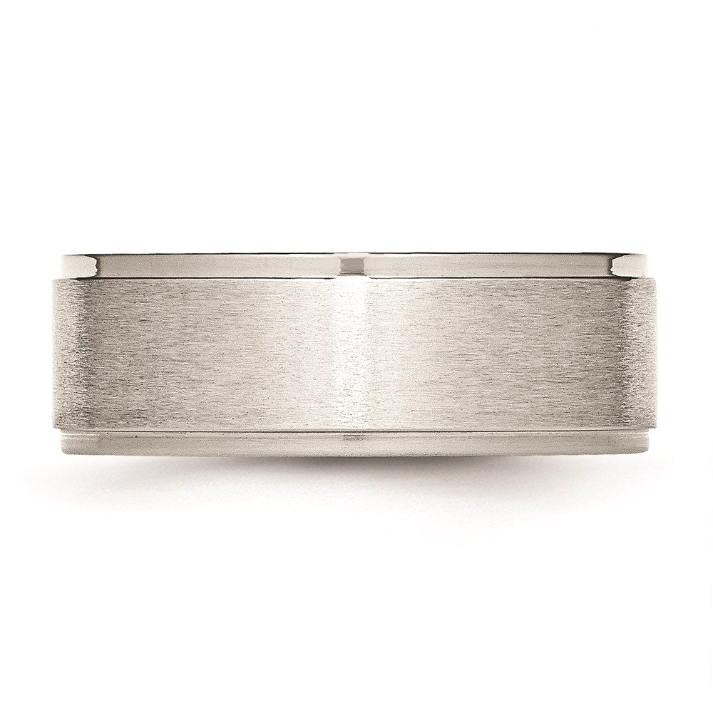 Unisex Fashion Jewelry, Chisel Brand Stainless Steel Ridged Edge 8mm Brushed and Polished Ring Band