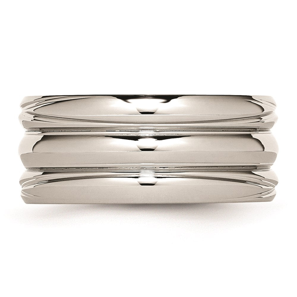 Unisex Fashion Jewelry, Chisel Brand Stainless Steel Polished Grooved Ring