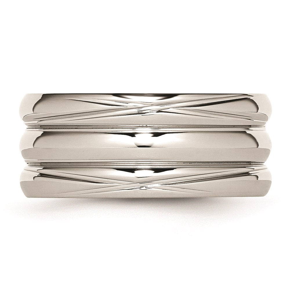 Unisex Fashion Jewelry, Chisel Brand Stainless Steel Polished Grooved Ring